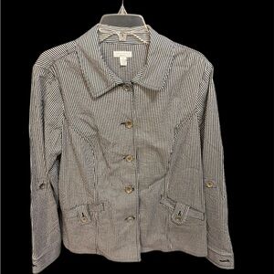 Preppy Women’s Navy Seersucker Jacket Size 1X